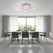Lustra LED cu telecomanda si cristal NOVA ROTONDA RGB 82W, 4 Cercuri, lumina Rece/Calda/Neutra, Dimabila, Crom Lustre LED & Cristale Default Title Alessandro Design