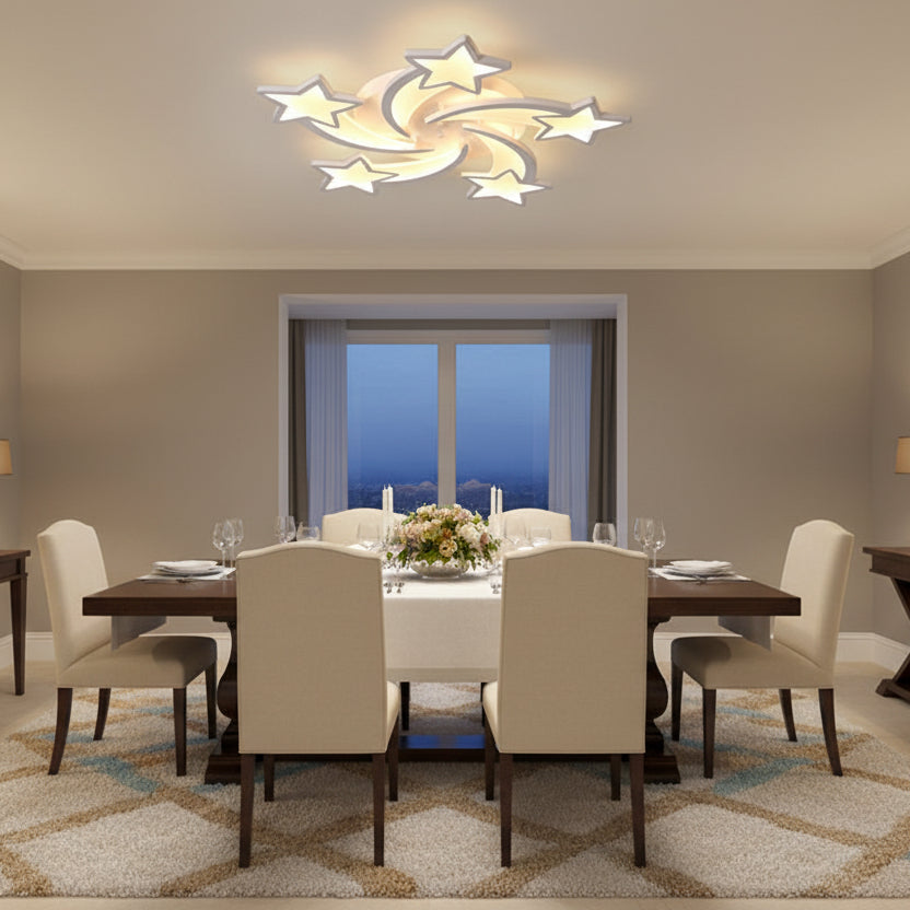Lustra LED cu telecomanda IPOMOEA 85W, 5 Stele, lumina Rece/Calda/Neutra, Dimabila, Alb Lustre LED cu Telecomanda Default Title Alessandro Design