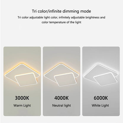 Lustra LED cu telecomanda FUTURA LUMINA 66W, 2 Patrate, lumina Rece/Calda/Neutra, Dimabila, Alb Lustre LED cu Telecomanda Default Title Alessandro Design