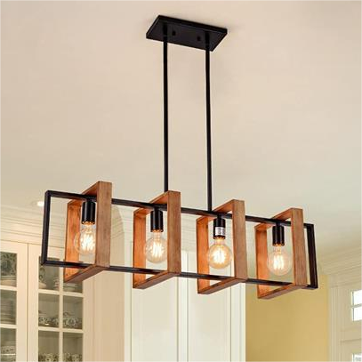 Lustra Vintage LV560/4BK, 4XE27, Rustic Barn, Lemn si Metal, 85cm, Negru Lustre Vintage Default Title Alessandro Design