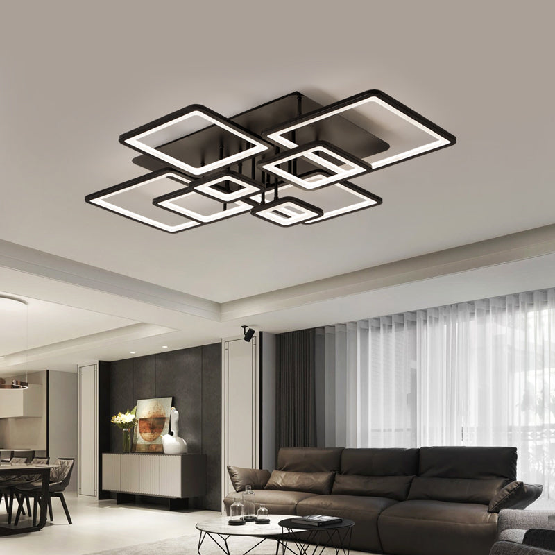 Lustra LED cu telecomanda ELLA 186W, 8 Patrate, lumina Rece/Calda/Neutra, Dimabila, Negru Lustre LED cu Telecomanda Default Title Alessandro Design