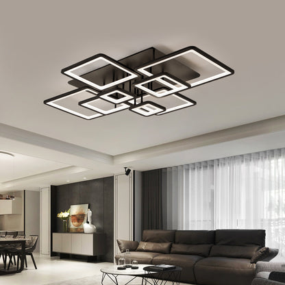 Lustra LED cu telecomanda ELLA 186W, 8 Patrate, lumina Rece/Calda/Neutra, Dimabila, Negru Lustre LED cu Telecomanda Default Title Alessandro Design