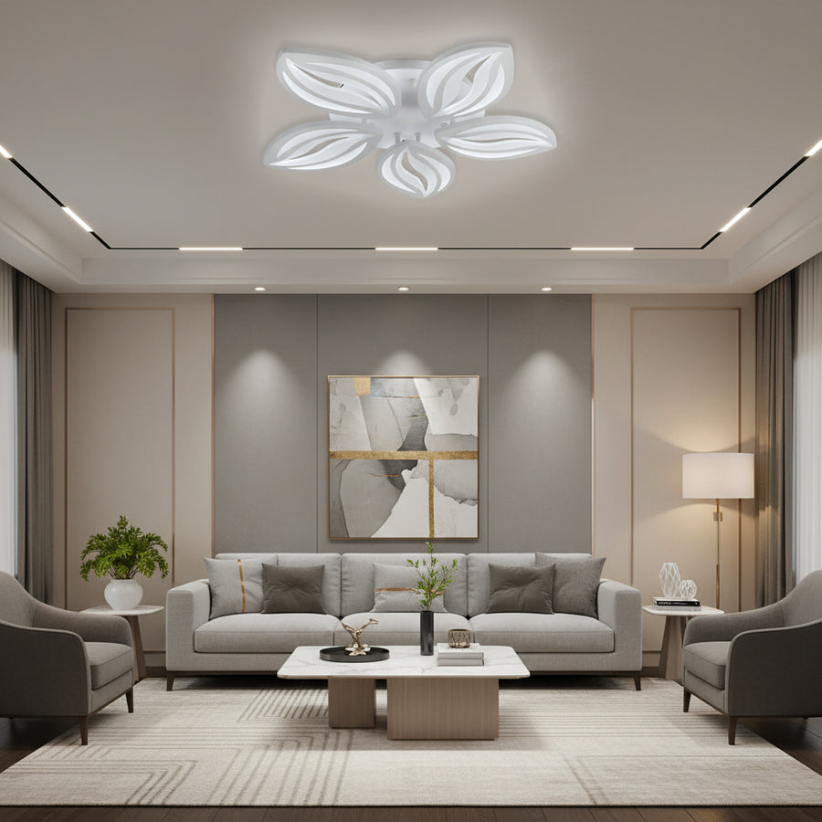 Lustra LED cu telecomanda ORCHID 66W, 5 Petale, lumina Rece/Calda/Neutra, Dimabila, Alb Lustre LED cu Telecomanda Default Title Alessandro Design