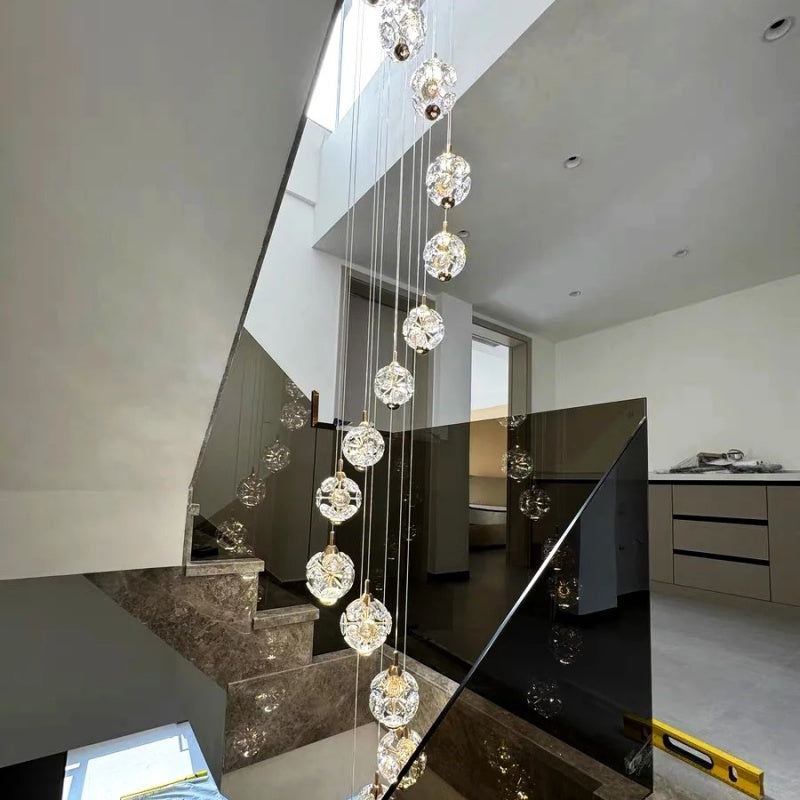 Candelabru Cristal LED KILKENNY Culmino, 144W, Lumina Neutra, Diametru 60cm, Auriu Candelabre Moderne Default Title Alessandro Design