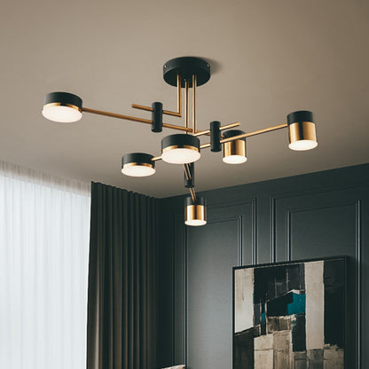 Lustra LED Moderna Ionitus 72W Negru si Auriu, Brate, Lumina Calda/Neutra/Rece 3000K/4000K/6000K, Metal si Acril Lustre LED cu Telecomanda Default Title Alessandro Design