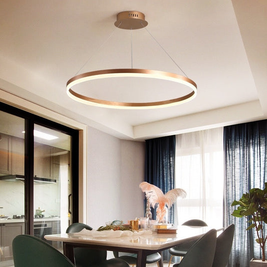 Závesný LED luster, ANINA, 34W, 1 kruh, Priemer 50 cm, Studené/Teplé/Neutrálne svetlo 3000K/4000K/6000K, Stmievateľné, Lesklá zlatá biela, Nastaviteľná výška, Kovové a akrylové LED Lustre s diaľkovým ovládaním Predvolený názov Dizajn Alessandro
