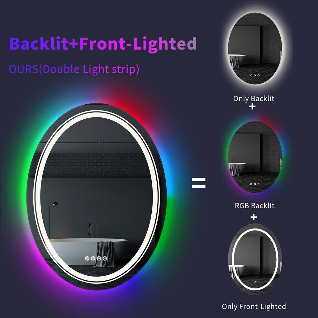 Oglinda LED Rotunda, 70cm, Celeste MotionGlow Marcello, Lumina RGB, Boxa Bluetooth, Sistem Dezaburire, Ceas & Termometru, Dimabila 70X70BTRGB Oglinzi Marcello Default Title Alessandro Design