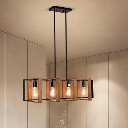 Lustra Vintage LV560/4BK, 4XE27, Rustic Barn, Lemn si Metal, 85cm, Negru Lustre Vintage Default Title Alessandro Design
