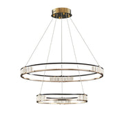 Lustra LED suspendata cu telecomanda si cristal ROGER 100W, 2 Cercuri, lumina Rece/Calda/Neutra, Dimabila, Auriu Lucios, Inaltime Reglabila Lustre LED Cristal Default Title Alessandro Design