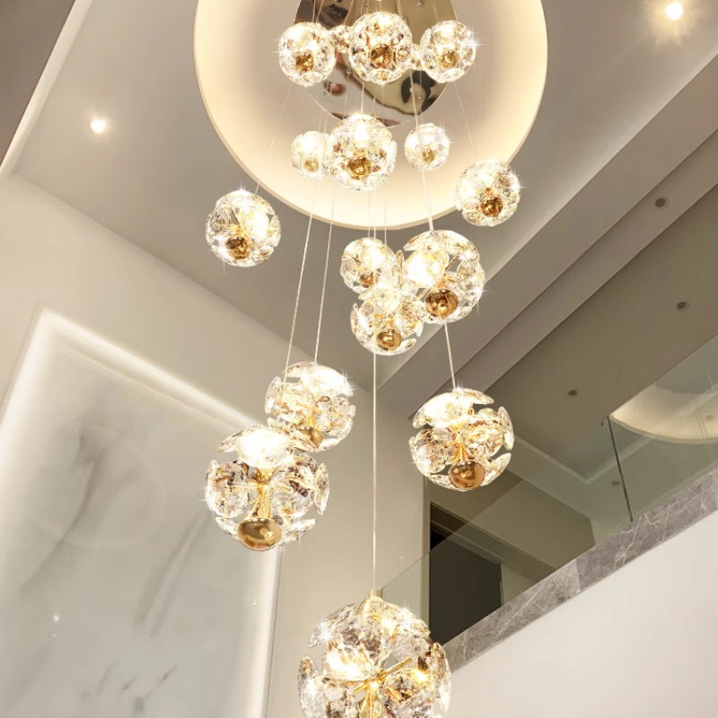 Candelabru Cristal LED KILKENNY Culmino, 144W, Lumina Neutra, Diametru 60cm, Auriu Candelabre Moderne Default Title Alessandro Design