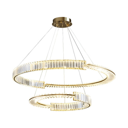 Lustra LED suspendata cu cristal PRISM REGAL 117W, 2 Cercuri, lumina Rece/Calda/Neutra, Dimabila, Auriu, Inaltime Reglabila Lustre LED Cristal Default Title Alessandro Design