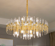 Candelabru Cristal CC850/620GD ,10xE14, 62X45cm, Inaltime Reglabila, Auriu Lucios, ,Design Elegant, Metal si Cristale Candelabre Cristal Default Title Alessandro Design
