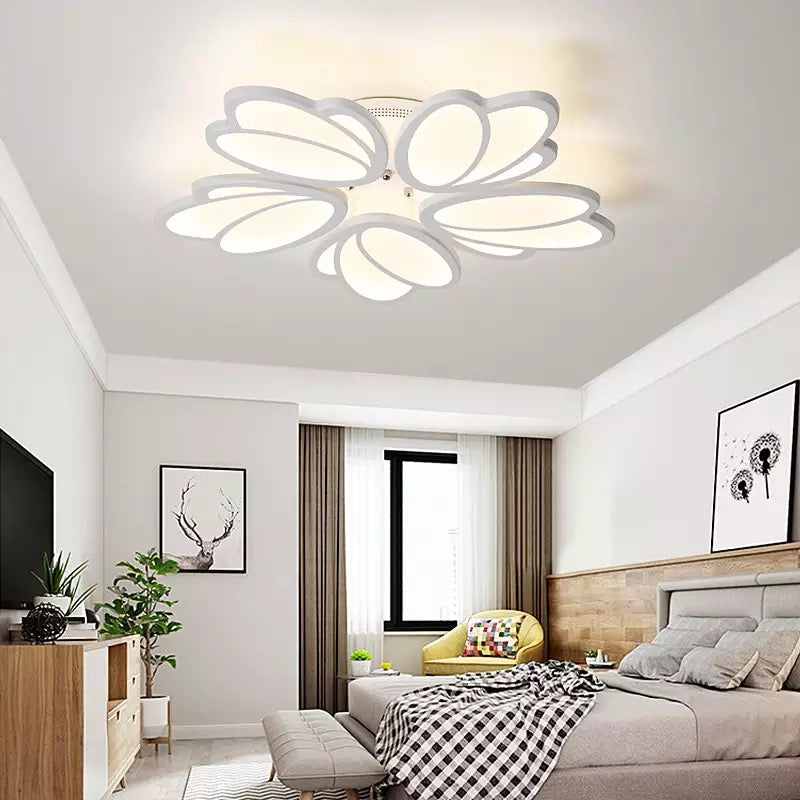 Lustra LED cu telecomanda TULIP 81W, 5 Petale, lumina Rece/Calda/Neutra, Dimabila, Alb Lustre LED cu Telecomanda Default Title Alessandro Design