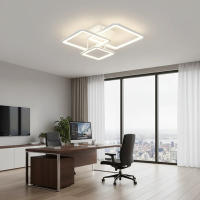 LED luster s diaľkovým ovládaním ZOE, 60W, 3 štvorce, studené/teplé/neutrálne svetlo, stmievateľné, biela