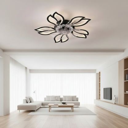 Lustra LED Ventilator ANEMO cu Telecomanda, 30W, D61cm, Lumina Rece/Neutra/Calda, Metal si Plastic, Negru