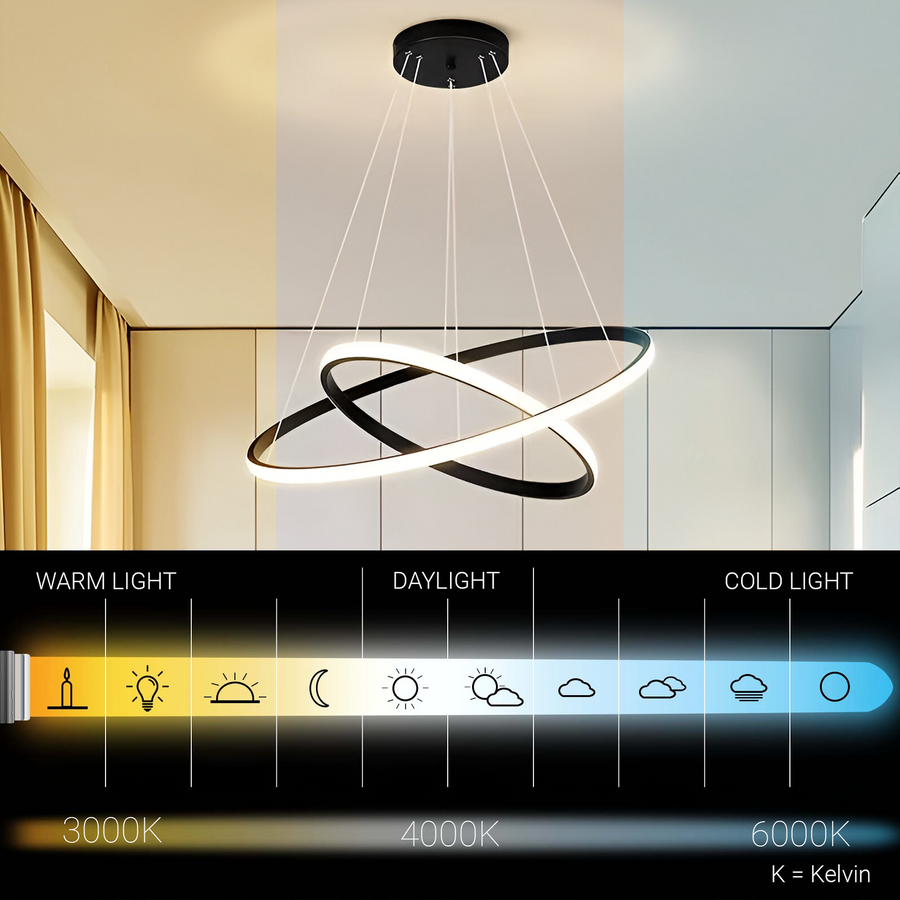 Lustra LED suspendata RICCI 25W, 2 Cercuri, lumina Rece/Calda/Neutra, Negru, Inaltime Reglabila Lustre Moderne Default Title Alessandro Design