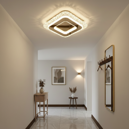 Lustra LED AGOL Petito, 29W, Dimensiune 20x20cm, Lumina Calda/Neutra/Rece, Auriu, Metal si Acril