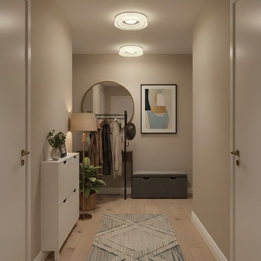 Lustra LED MARU Petito, 29W, Diametru 20cm, Lumina Calda/Neutra/Rece, Alb, Metal si Cristal
