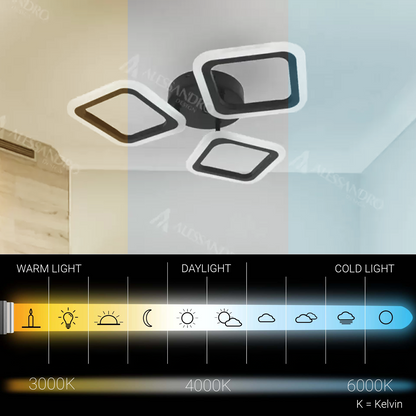 Lustra LED PULSARIS 40W, 3 Patrate, lumina Rece/Calda/Neutra, Negru Lustre LED Default Title Alessandro Design