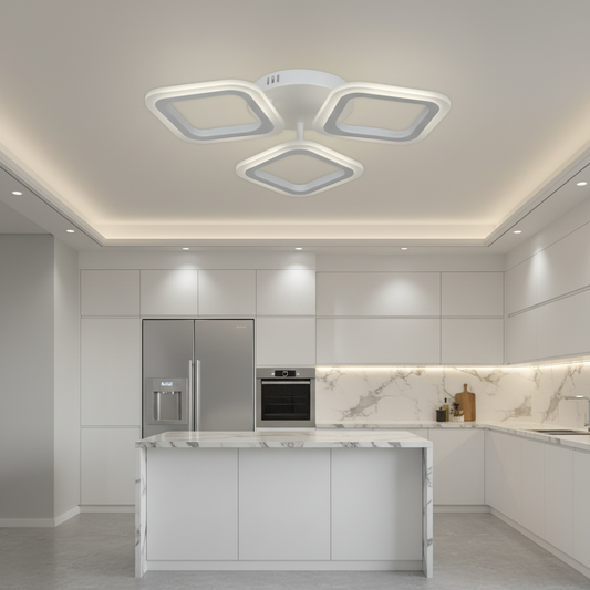 Lustra LED ERIKA 20W, 3 Patrate, Lumina Neutra 4000k, Alb, Metal si Acril Lustre LED Aplicate Default Title Alessandro Design