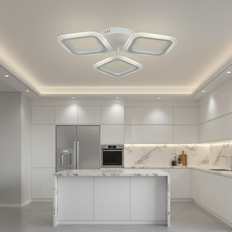 Lustra LED ERIKA 20W, 3 Patrate, Lumina Neutra 4000k, Alb, Metal si Acril Lustre LED Aplicate Default Title Alessandro Design