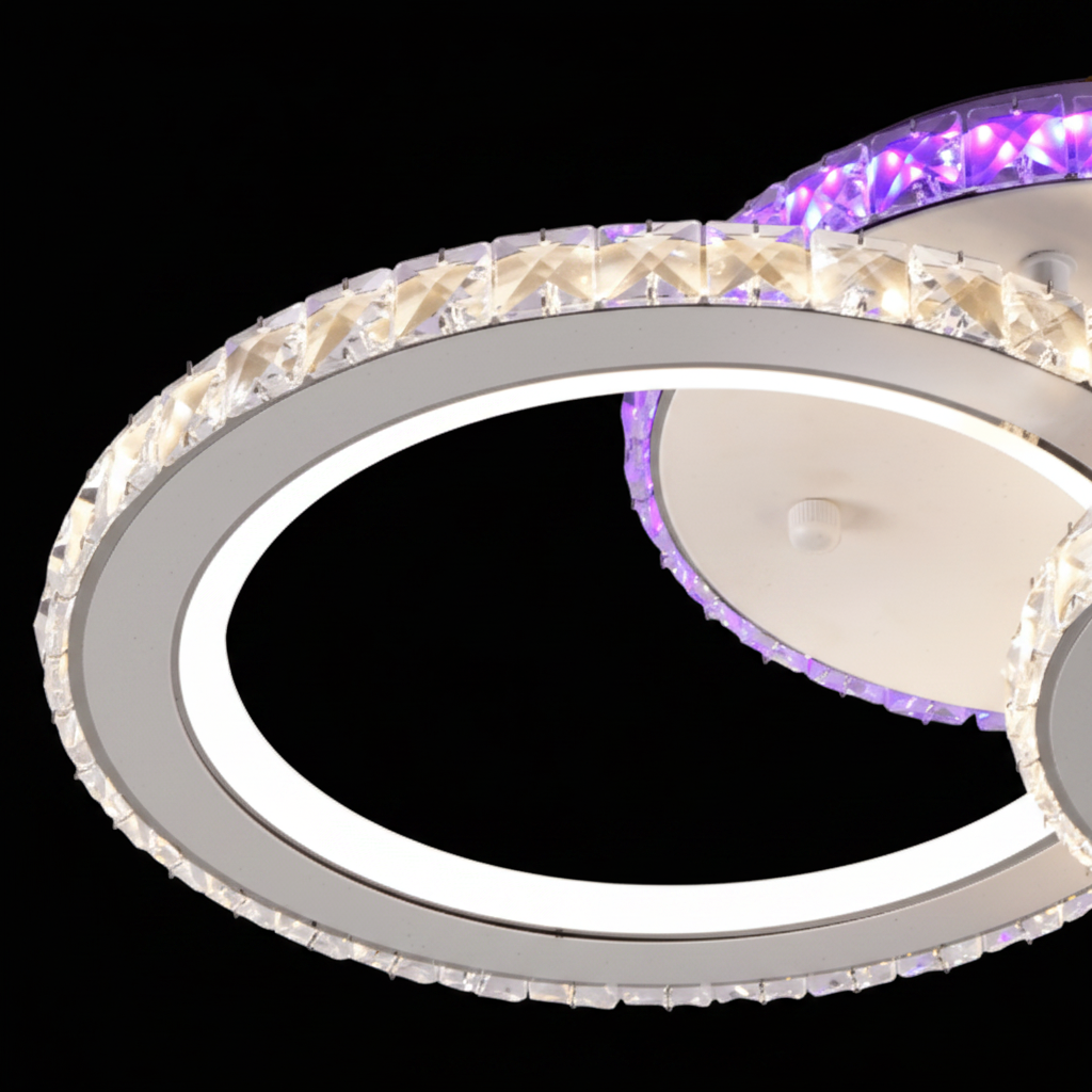 Lustra LED cu telecomanda si cristal NOVA ROTONDA RGB 42W, 2 Cercuri, lumina Rece/Calda/Neutra, Dimabila, Alb Lustre LED cu Telecomanda Default Title Alessandro Design