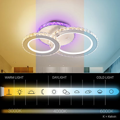 Lustra LED cu telecomanda si cristal NOVA ROTONDA RGB 42W, 2 Cercuri, lumina Rece/Calda/Neutra, Dimabila, Alb Lustre LED cu Telecomanda Default Title Alessandro Design