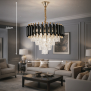 Candelabru Cristal VERSAILLES Nobile 5xE14, Diametru 40cm, Auriu Lucios si Negru Candelabre Cristal Default Title Alessandro Design