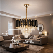 Candelabru Cristal VERSAILLES Nobile 5xE14, Diametru 40cm, Auriu Lucios si Negru Candelabre Cristal Default Title Alessandro Design
