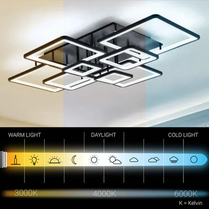 Lustra LED cu telecomanda ELLA 186W, 8 Patrate, lumina Rece/Calda/Neutra, Dimabila, Negru Lustre LED cu Telecomanda Default Title Alessandro Design
