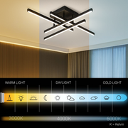 Lustra LED cu Telecomanda LINEX, 52W, 4 Elemente, Liniara, lumina Rece/Calda/Neutra, Dimabila, Negru Lustre LED cu Telecomanda Default Title Alessandro Design