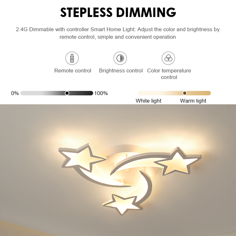 Lustra LED cu telecomanda IPOMOEA 51W, 3 Stele, lumina Rece/Calda/Neutra, Dimabila, Alb Lustre LED cu Telecomanda Default Title Alessandro Design