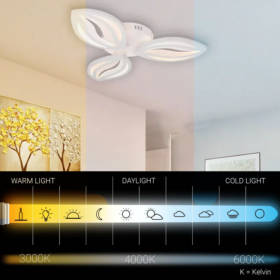 Lustra LED cu telecomanda ORCHID 40W, 3 Petale, lumina Rece/Calda/Neutra, Dimabila, Alb Lustre LED cu Telecomanda Default Title Alessandro Design
