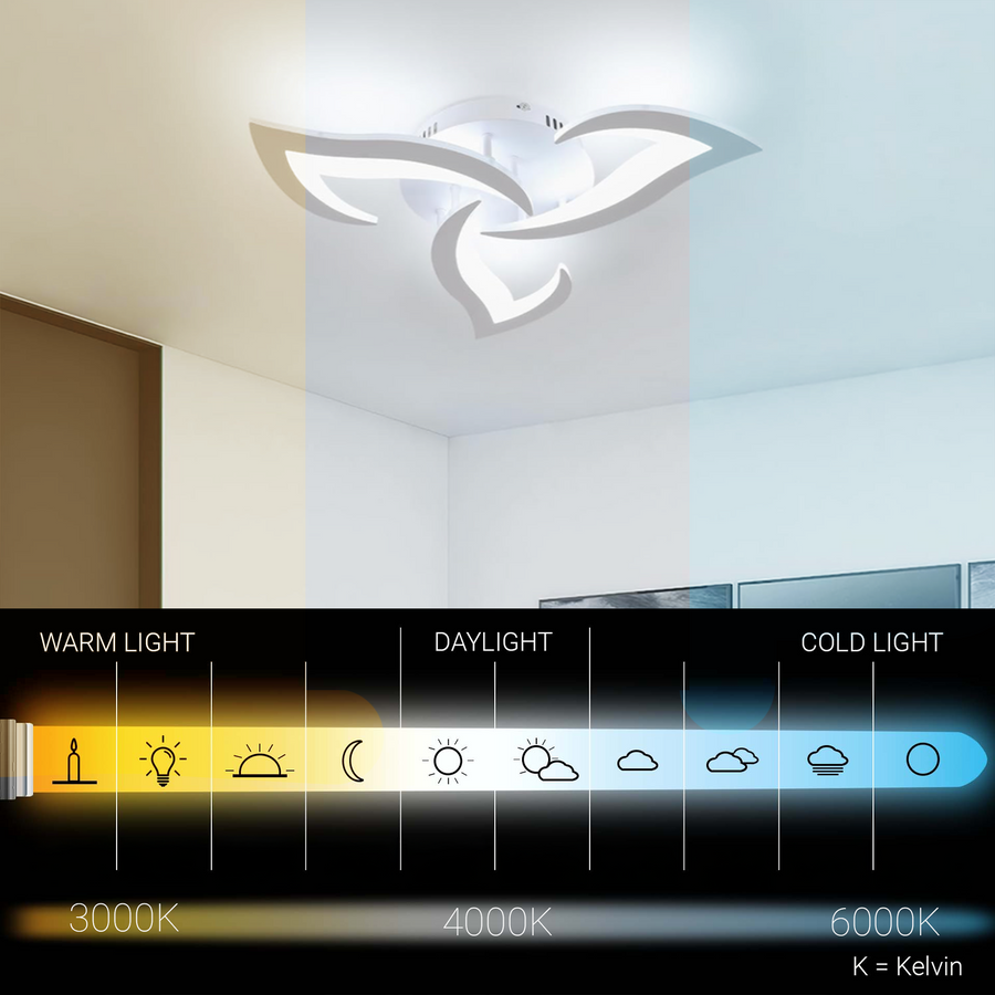 Lustra LED cu telecomanda LOTUS 32W, 3 Petale, lumina Rece/Calda/Neutra, Dimabila, Alb Lustre LED cu Telecomanda Default Title Alessandro Design