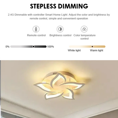 LED luster s diaľkovým ovládaním LOTUS 54W, 5 okvetných lístkov, studené/teplé/neutrálne svetlo, stmievateľné, biely LED luster s diaľkovým ovládaním Predvolený názov Alessandro Design