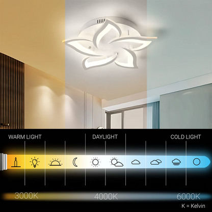 LED luster s diaľkovým ovládaním LOTUS 54W, 5 okvetných lístkov, studené/teplé/neutrálne svetlo, stmievateľné, biely LED luster s diaľkovým ovládaním Predvolený názov Alessandro Design