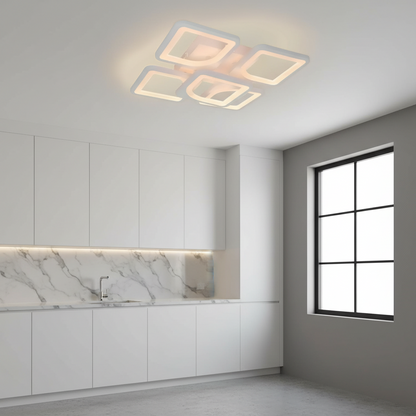 Lustra LED cu telecomanda ZOE 70W, 5 Patrate, lumina Rece/Calda/Neutra, Dimabila, Alb Lustre LED cu Telecomanda Default Title Alessandro Design