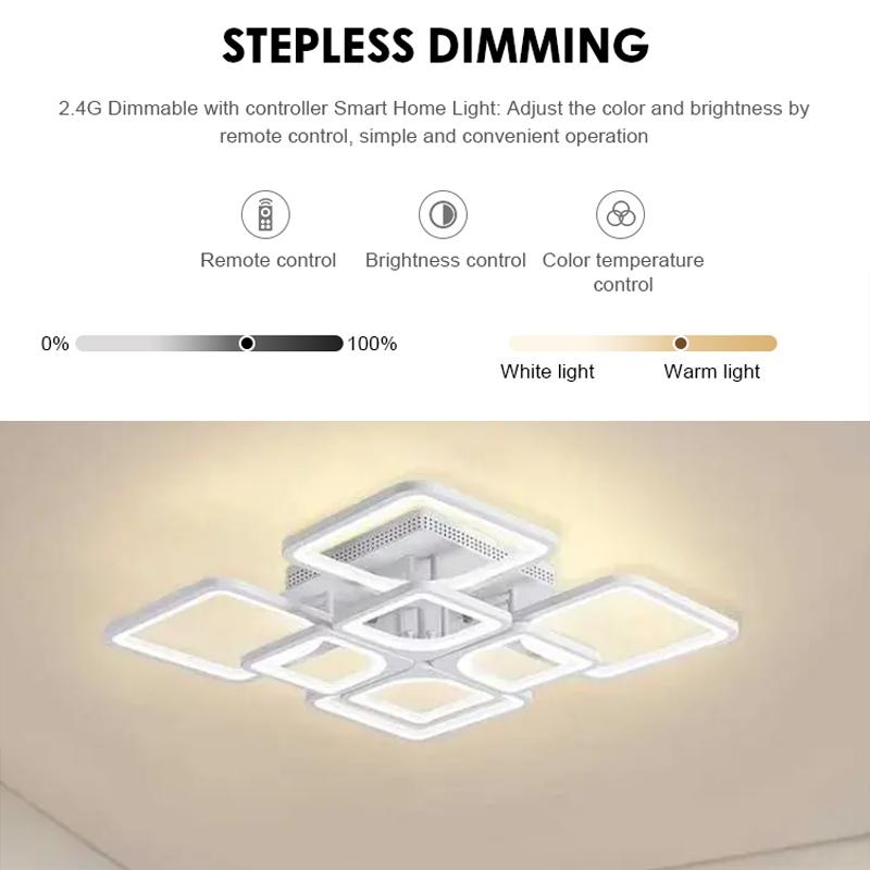 Lustra LED cu telecomanda ZOE 138W, 8 Patrate, lumina Rece/Calda/Neutra, Dimabila, Alb Lustre LED cu Telecomanda Default Title Alessandro Design