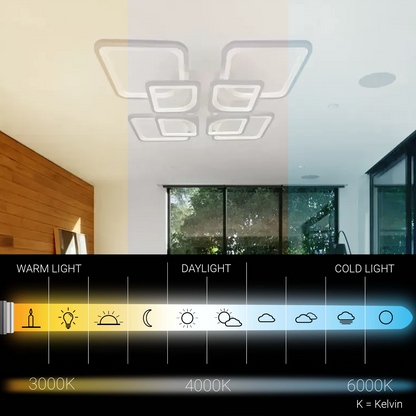 Lustra LED cu telecomanda ZOE 138W, 8 Patrate, lumina Rece/Calda/Neutra, Dimabila, Alb Lustre LED cu Telecomanda Default Title Alessandro Design