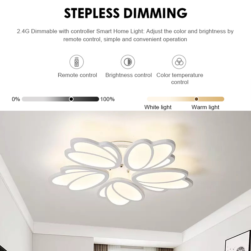 Lustra LED cu telecomanda TULIP 81W, 5 Petale, lumina Rece/Calda/Neutra, Dimabila, Alb Lustre LED cu Telecomanda Default Title Alessandro Design