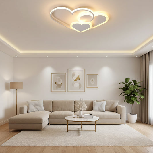 Lustra LED cu telecomanda AMI 48W, 3 Inimi, lumina Rece/Calda/Neutra, Dimabila, Alb Lustre LED cu Telecomanda Default Title Alessandro Design