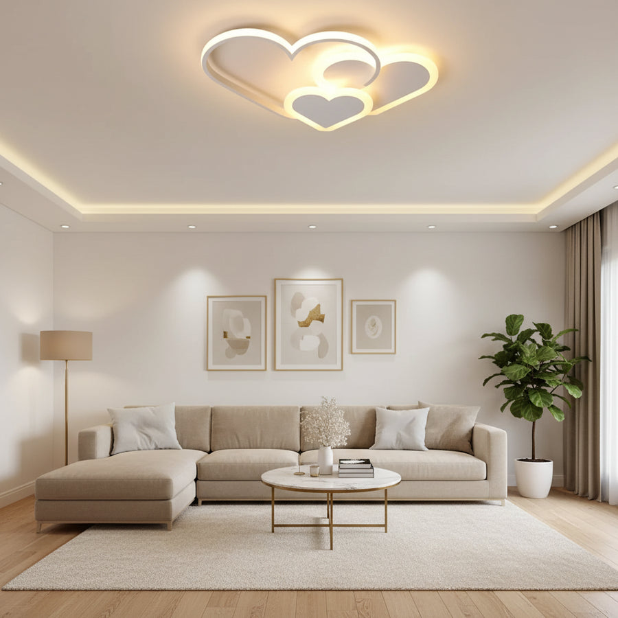 Lustra LED cu telecomanda AMI 48W, 3 Inimi, lumina Rece/Calda/Neutra, Dimabila, Alb Lustre LED cu Telecomanda Default Title Alessandro Design
