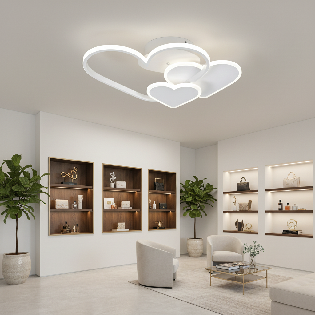 Lustra LED cu telecomanda AMI 48W, 3 Inimi, lumina Rece/Calda/Neutra, Dimabila, Alb Lustre LED cu Telecomanda Default Title Alessandro Design
