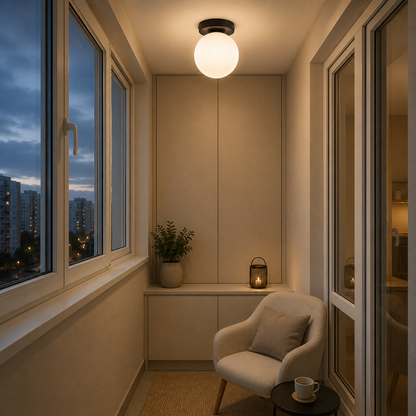 Lustra Clasica QAQORTOQ, Diametru 15cm, 1xE27, Metal si Plastic, Negru
