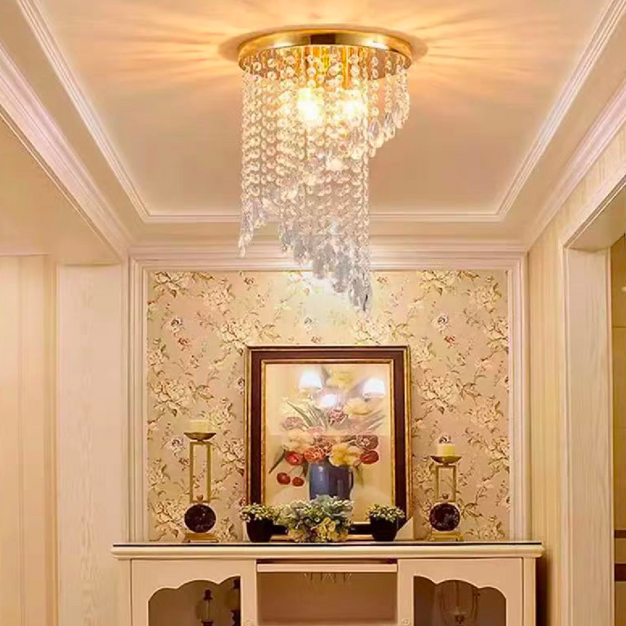 Lustra Cristal LINDERHOF Petito , Diametru 30cm, 2xE14, Auriu Lucios Lustre LED & Cristale Default Title Alessandro Design