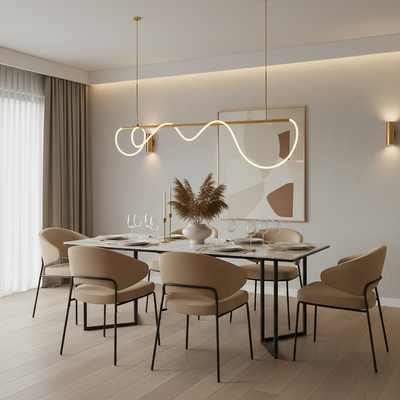 DIVINO LED luster s flexibilnou silikónovou trubicou - 62W, nastaviteľné svetlo, zlatý