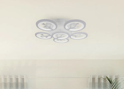 Lustra LED cu telecomanda si cristal DAISY 78W, 6 Elemente, lumina Rece/Calda/Neutra, Dimabila, Alb Lustre LED cu Telecomanda Default Title Alessandro Design