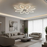 Lustra LED cu telecomanda BLUM, 108W, lumina Rece/Calda/Neutra, Dimabila, Alb, Metal si Acril