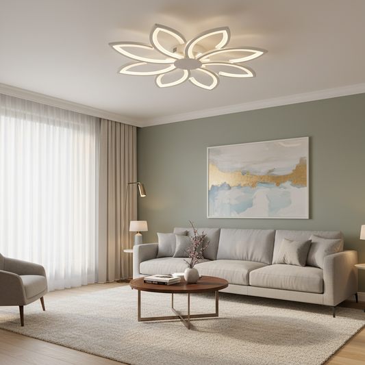 Lustra LED cu telecomanda BLUM, 108W, lumina Rece/Calda/Neutra, Dimabila, Alb, Metal si Acril