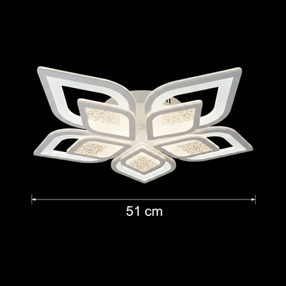 LED luster s diaľkovým ovládaním DALIA 96W, 5 okvetných lístkov, studené/teplé/neutrálne svetlo, stmievateľné, biela